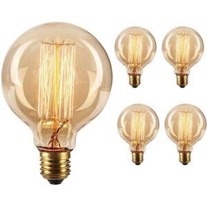 Vintage Edison Bulb,Large Round Edison Antique Light Bulbs-G30/G95 120V